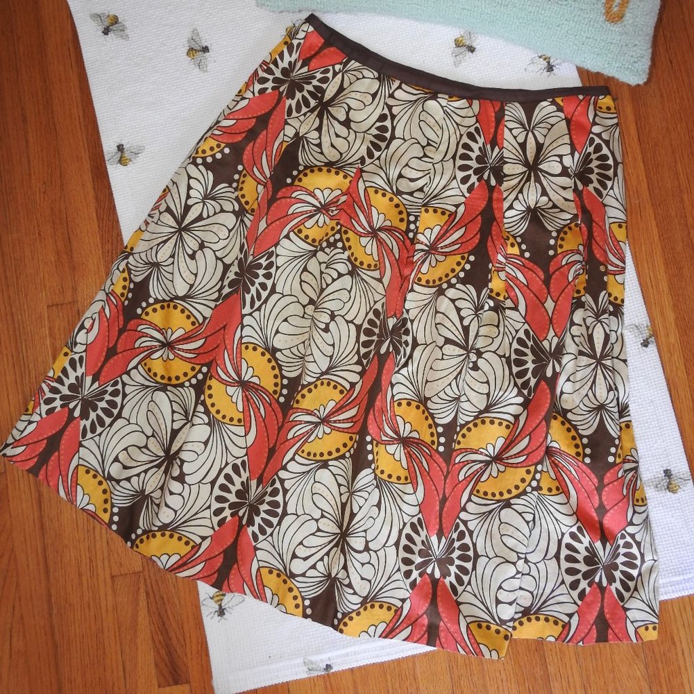 Haley & Kate Orange, Brown, Yellow Skirt